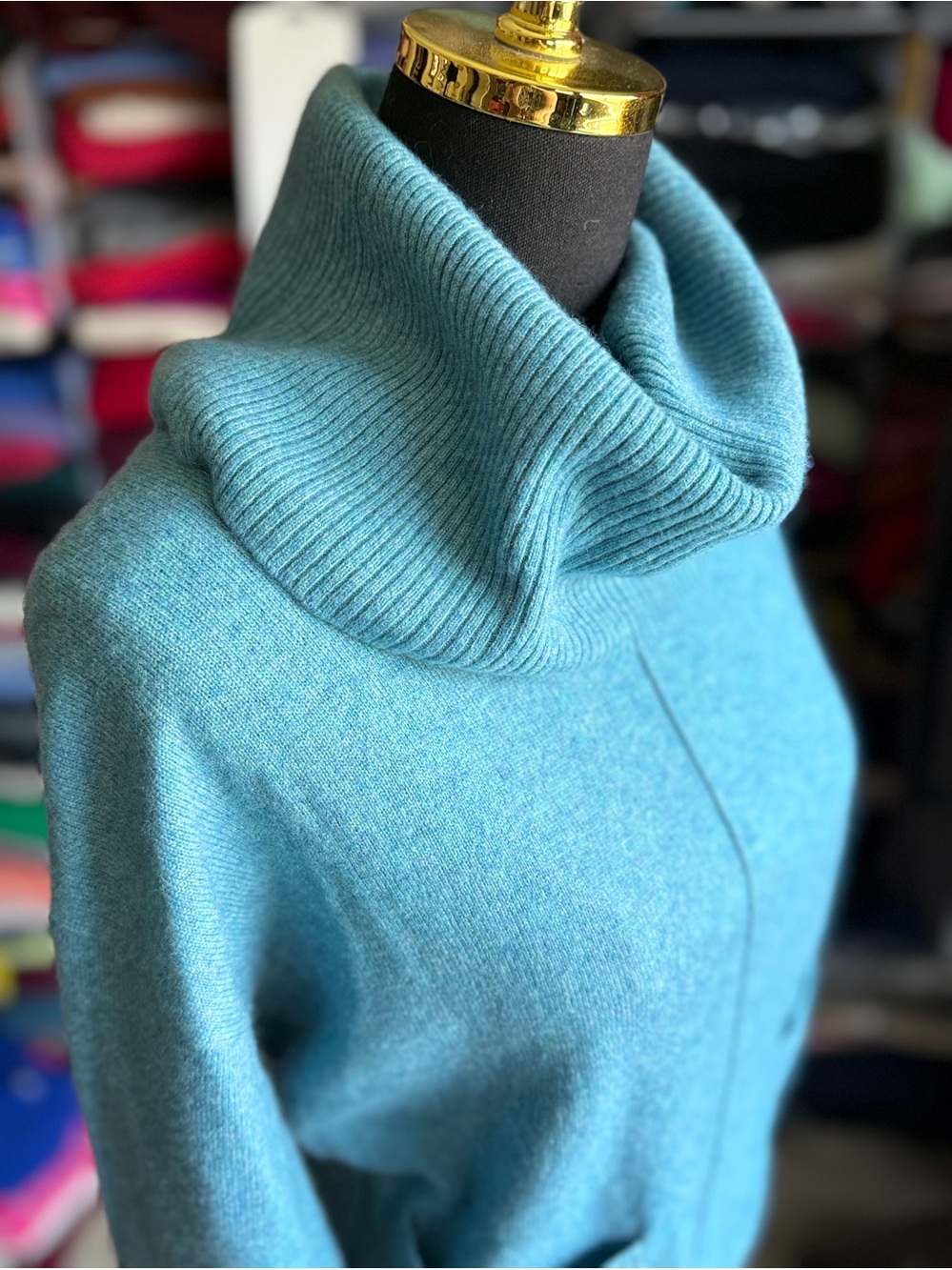 Tahari Teal Cowl Neck Cashmere Sweater